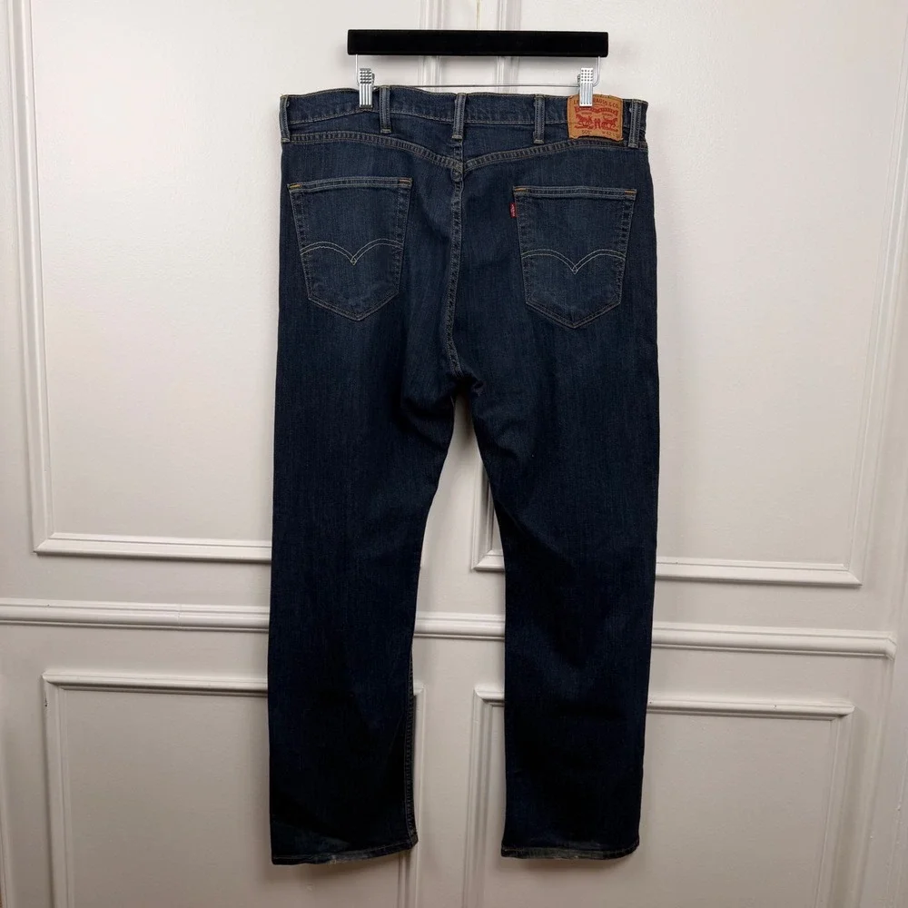 Levis 505 Regular Fit Dark Wash Straight Leg Denim‎ Jeans Mens 42x32 Blue